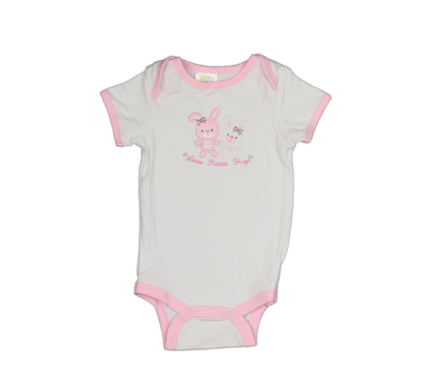 Bílé body s růžovými okraji a zajíčky 