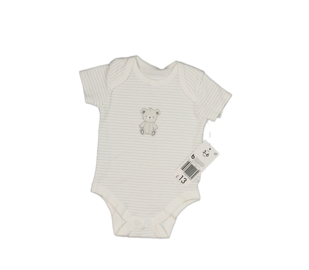 Nové bílé pruhované body s medvídkem