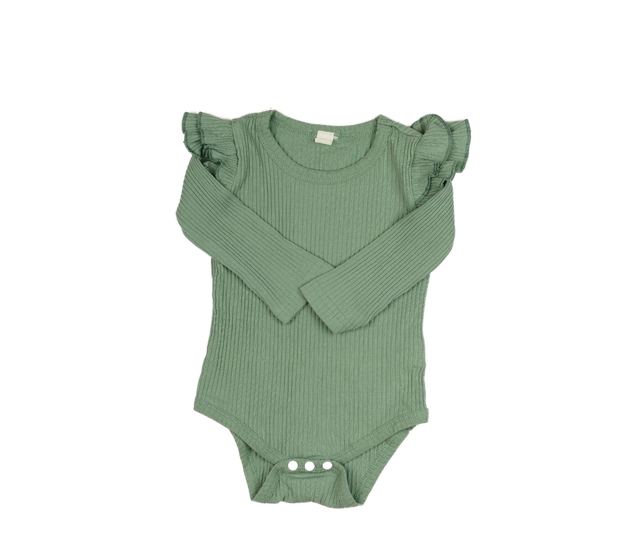 Zelené žebrované body s volánky 