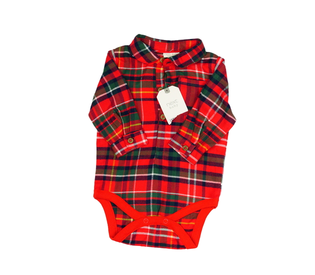 Nové červené kostkované body s límečkem Next