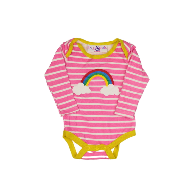 Růžové body s duhou