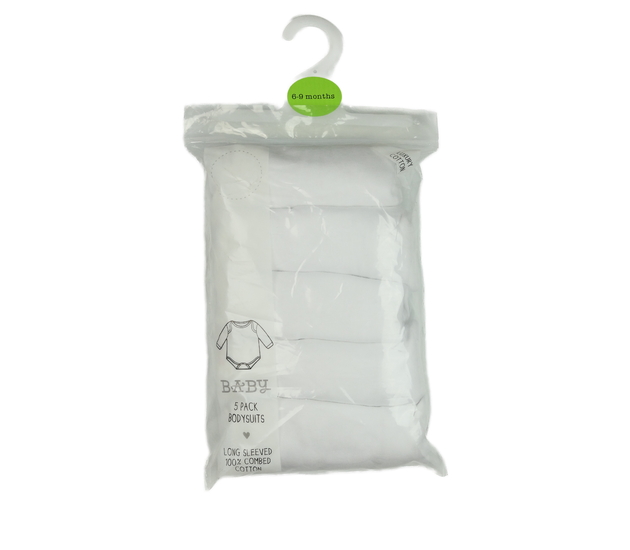 Nové bílé body dlouhý rukáv 5 ks 