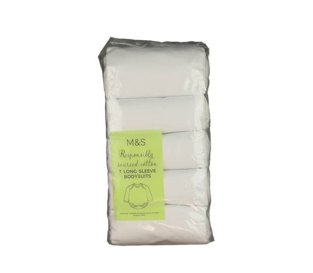 Nové bílé body dlouhý rukáv 5 ks M&S