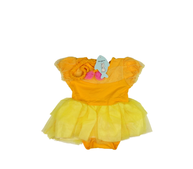 Nové žluté princeznovské šatové body s čelenkou