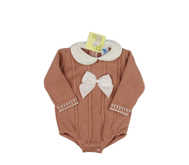 Nové růžové pletené body s límečkem 