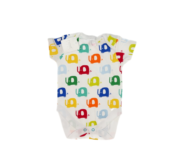 Nové bílé body s barevnými sloníky Next