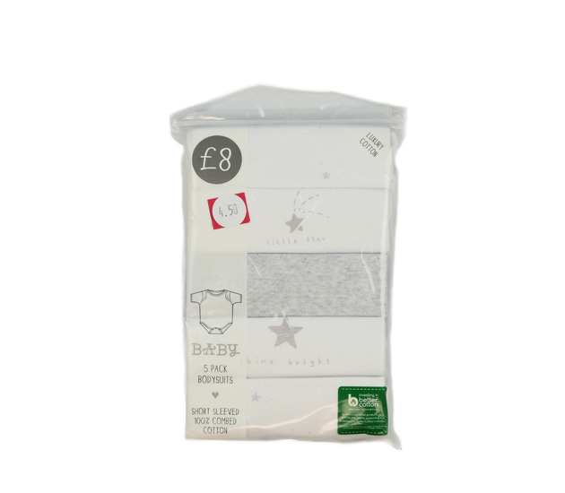 Nové body krátký rukáv 5 ks šedo-bílé