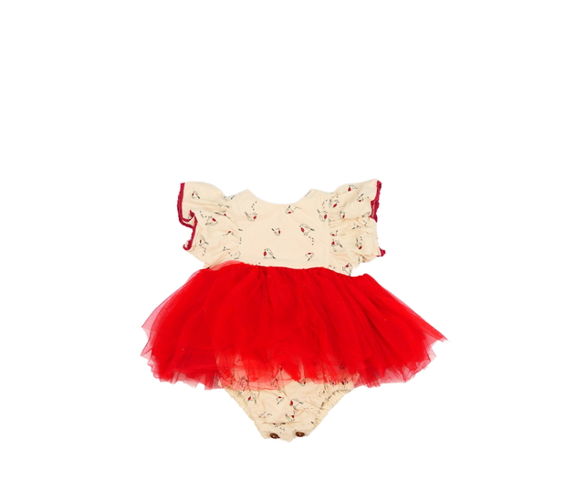 Hnědé šatové body s ptáčky 