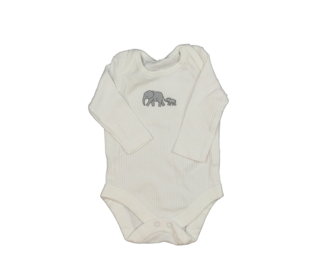 Bílé žebrované body se sloníky Nutmeg