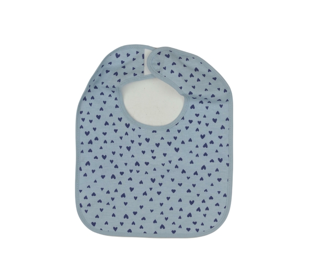 Modrý nepropustný bryndák se srdíčky