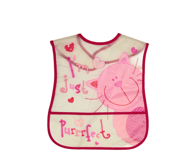 Růžový nepropustný bryndák s kapsou