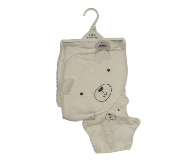 Nový bílý zavinovací ručník a žínka Nutmeg
