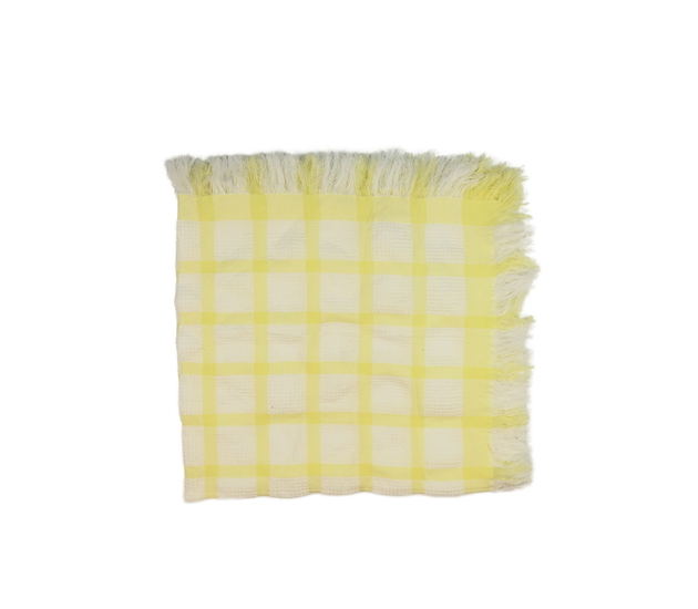 Žluto-bílá dečka s třásněmi 100x100 cm