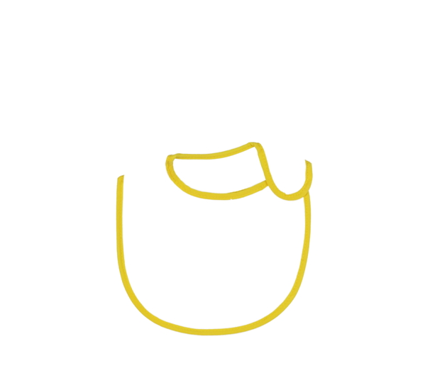 Nový bílý bryndák se žlutým okrajem