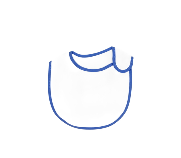 Nový bílý bryndák s modrým okrajem