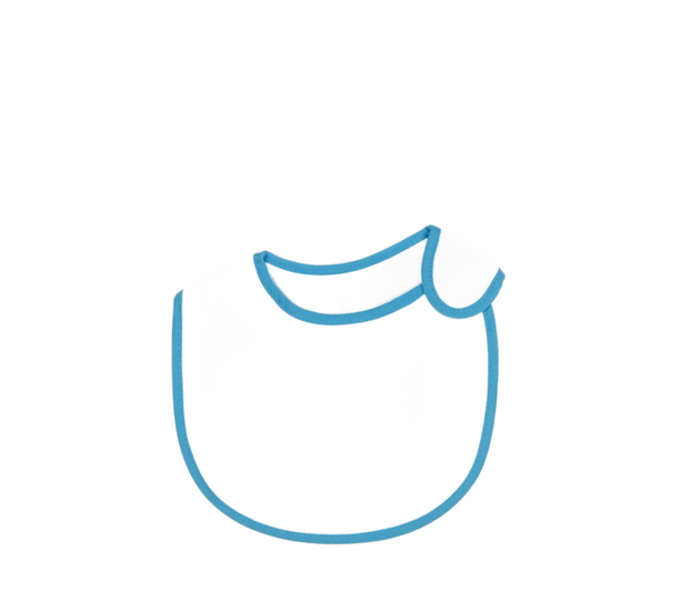 Nový bílý bryndák se světle modrým okrajem