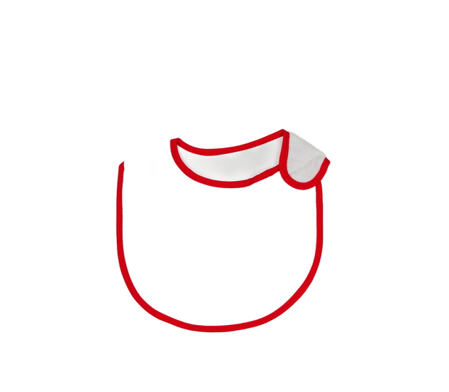 Nový bílý bryndák s červeným okrajem