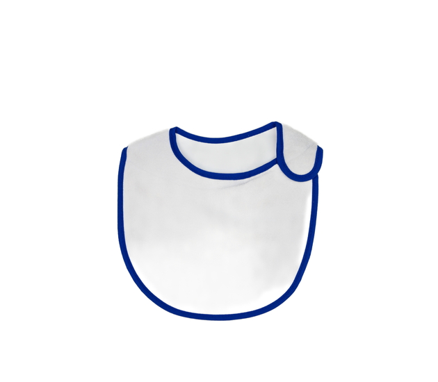 Nový bílý bryndák s modrým okrajem