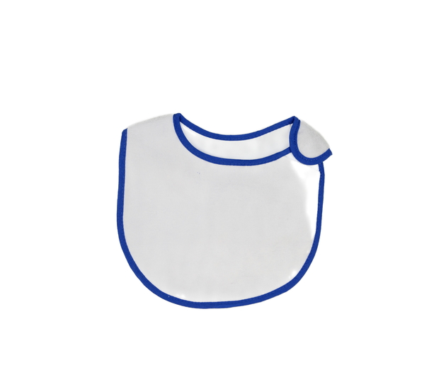 Nový bílý bryndák s modrým okrajem