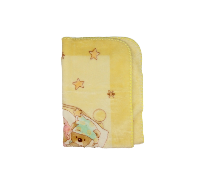 Žlutá teplá dečka s obrázky 105x80 cm
