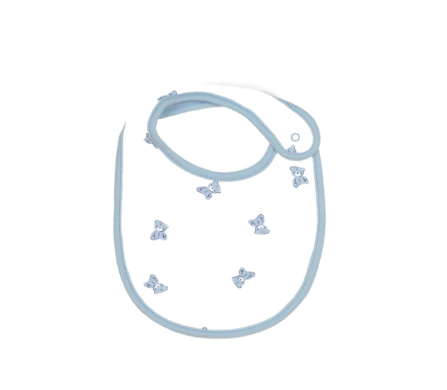 Bílo-modrý bryndák s medvídky 