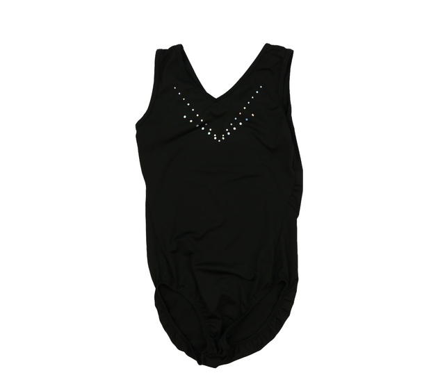Černý gymnastický/taneční dres s flitry 