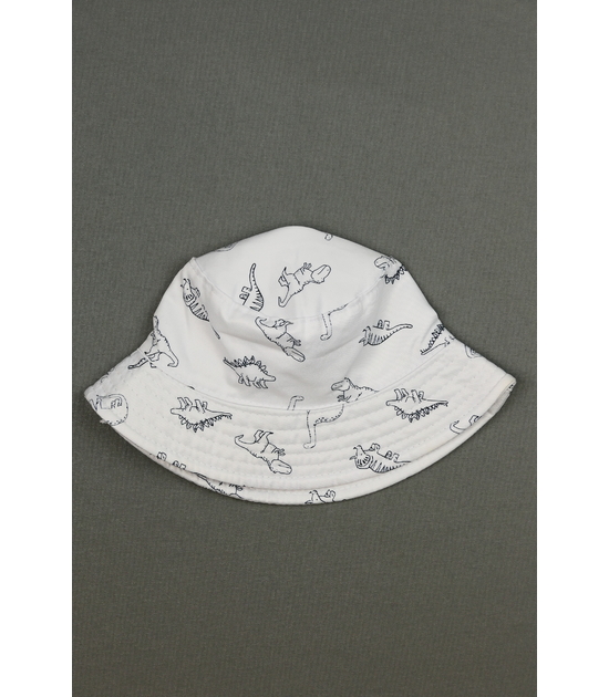 Bílý klobouk s dinosaury
