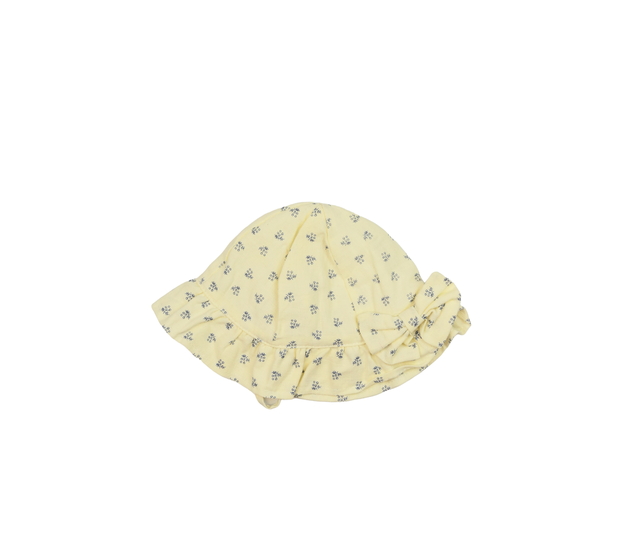 Krémová čepice s listy a úchytem pod krk