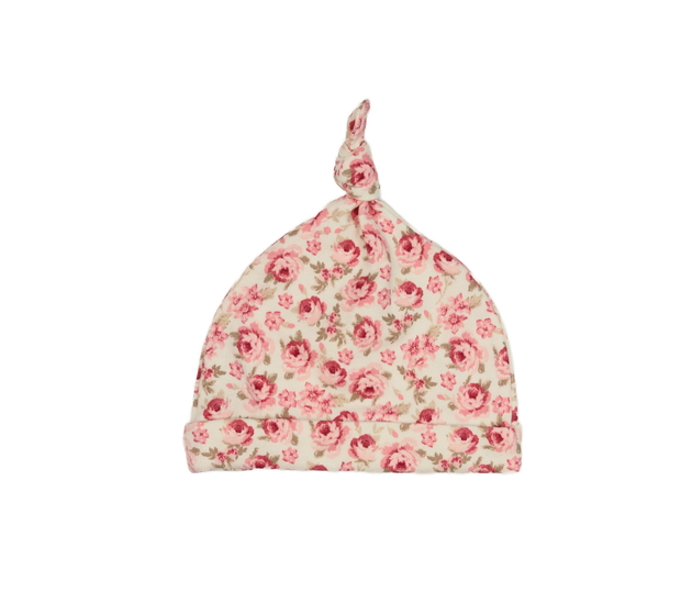 Krémová bavlněná květinová čepička George