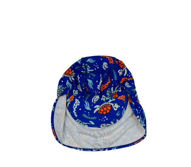 Koupací modrá čepice s ochrannou krku 