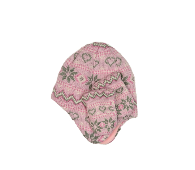 Růžová zimní čepice a rukavice Tu