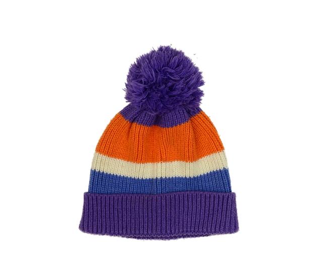 Barevná zimní čepice s bambulí 