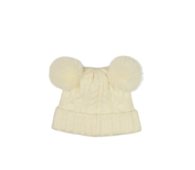 Krémová zimní čepice s bambulemi F&F