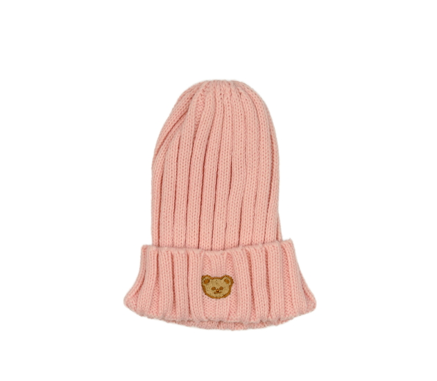Světle růžová čepice s medvědem 