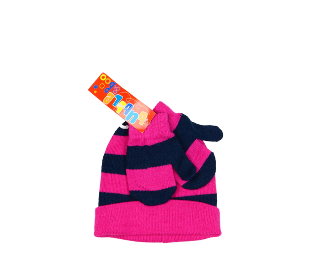 Nová pruhovaná čepice a rukavice 