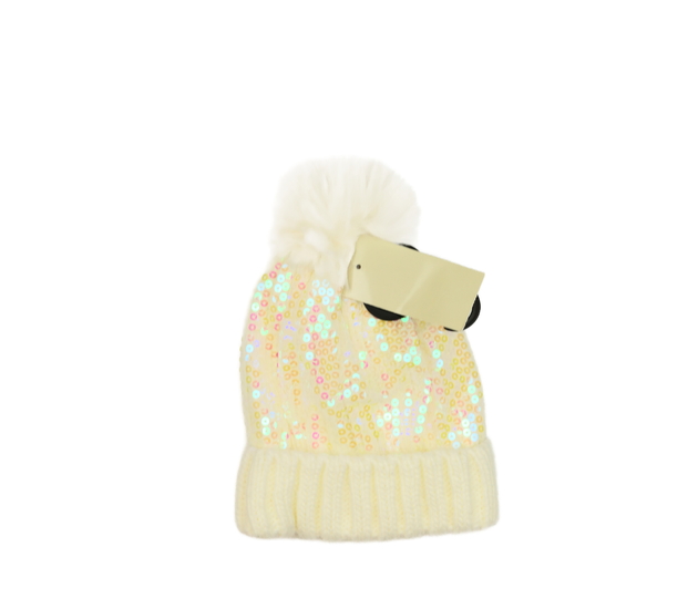 Nová krémová flitrovaná čepice 