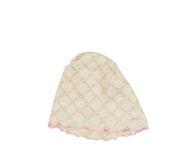 Krémová bavlněná čepička s květinami 