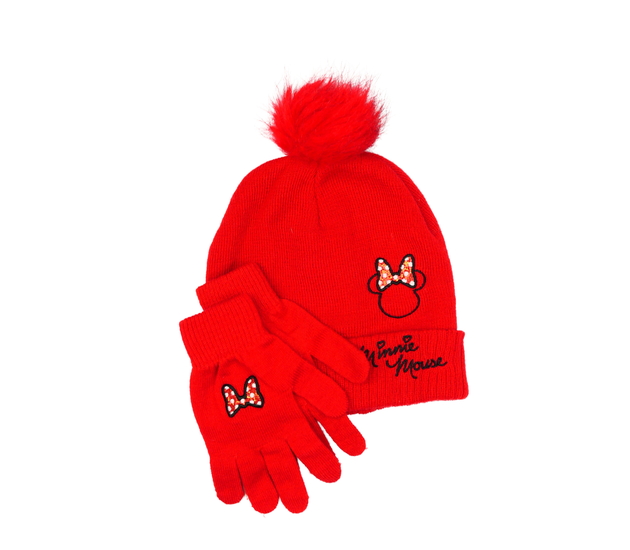 Červená čepice a rukavice Minnie Primark