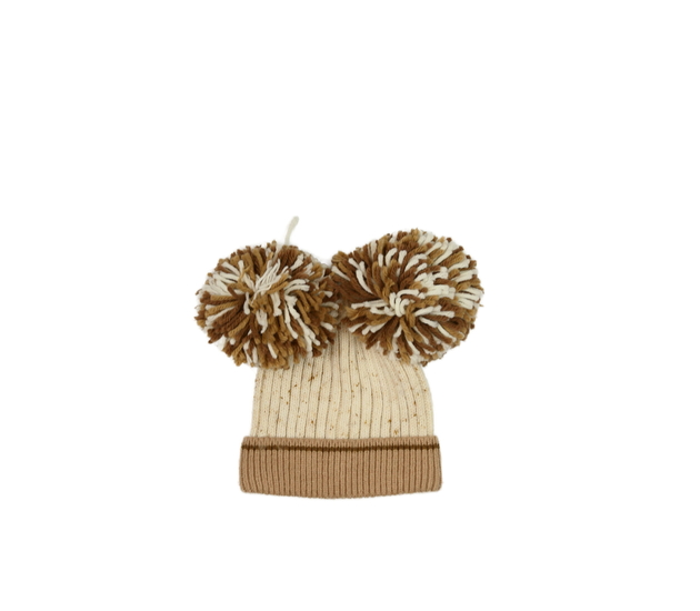 Hnědá čepice s bambulemi George