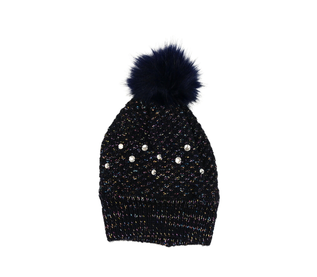 Tmavá zimní čepice s kamínky Nutmeg