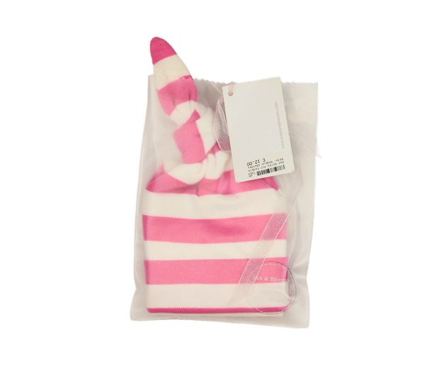 Nové růžovo-bílá pruhovaná čepice 