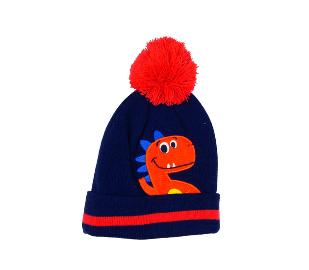 Modro-červená čepice s dinosaurem 