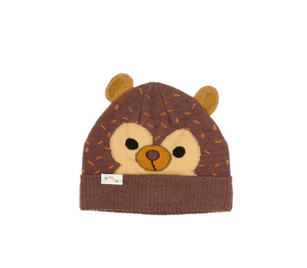 Hnědá čepice s čumáčkem a oušky 