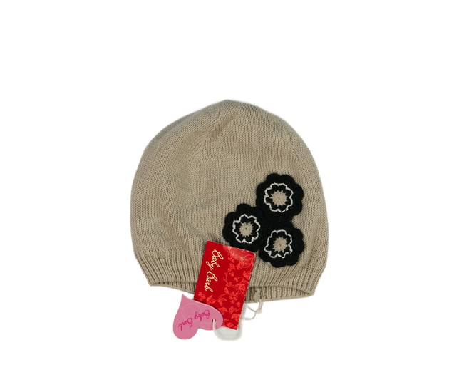 Nová hnědá čepice s květinami 