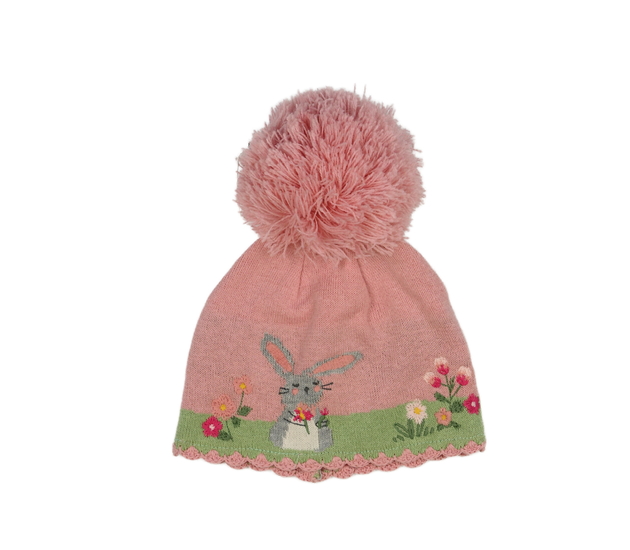 Růžová čepice se zajíčkem Next