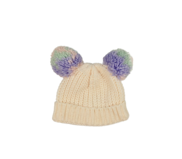 Krémová čepice s bambulemi F&F