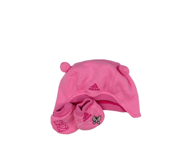 Růžová čepička a rukavičky Medvídek Pú Adidas