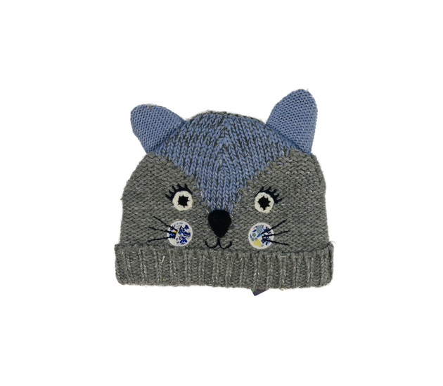 Modro-šedá čepice s čumáčkem a oušky Tu