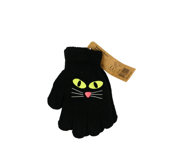 Nové černé rukavice s kočičkou