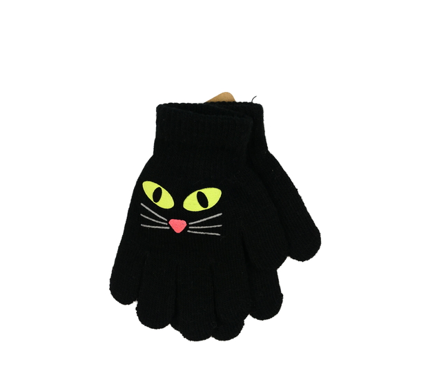 Nové černé rukavice s kočičkou
